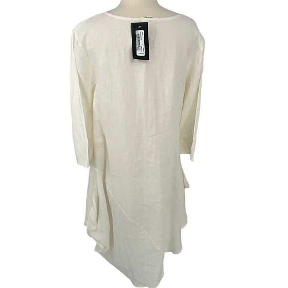 NWT Bryn Walker M Light Linen Naida Tunic Dress White 3/4 Sleeve Asymmetric - Picture 10 of 12